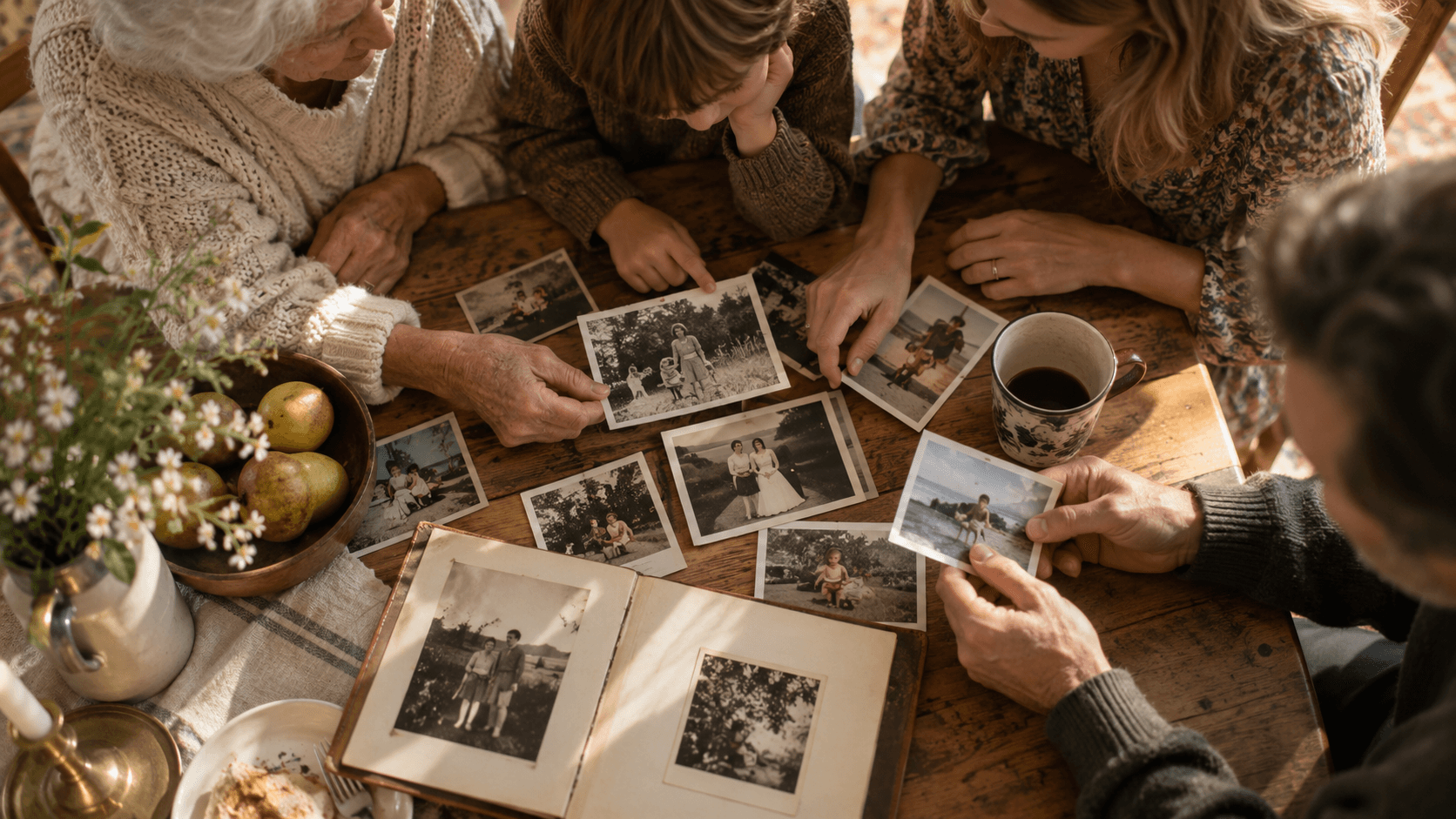 Une famille rassemblée autour de souvenirs